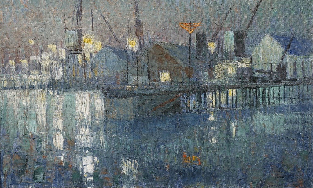 Frank Norton, Fremantle Harbour Slipway, 1959, oil on board