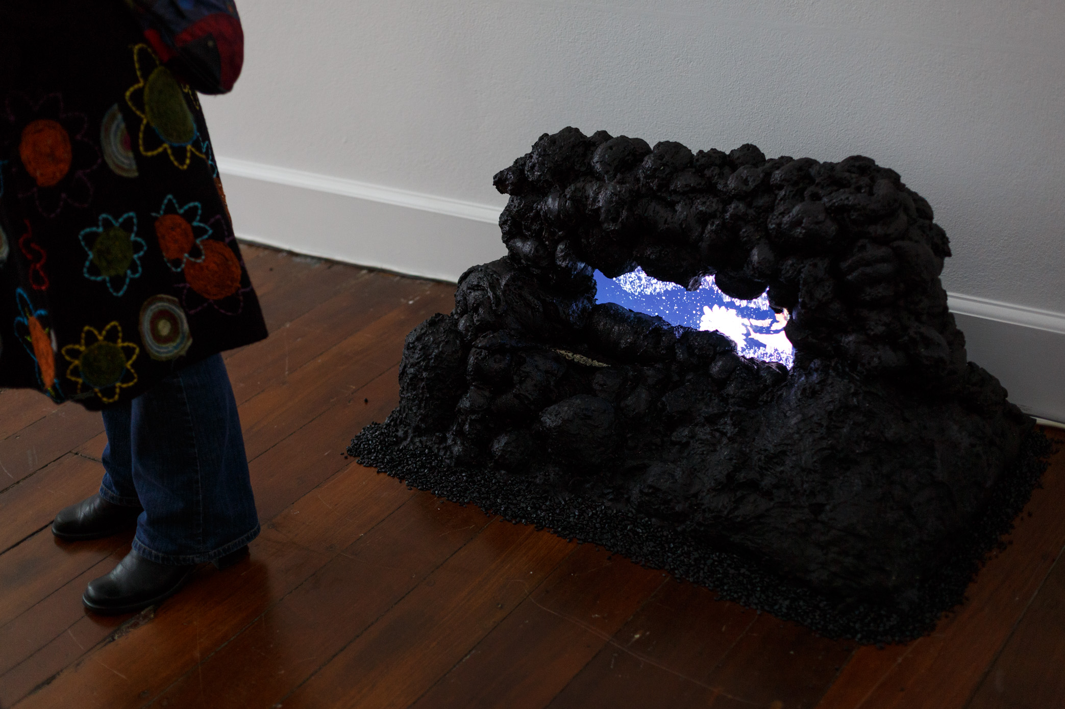 Warp features eight individual video works presented across various-sized screens including projections, television screens and phone screens. Each work is a unique look at the way the internet and screen-based technology permeates our lives.