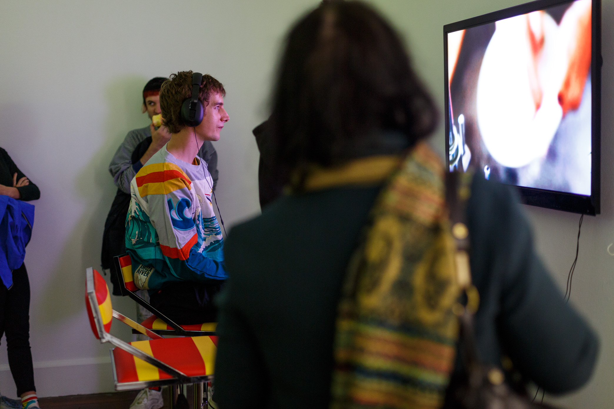 Warp features eight individual video works presented across various-sized screens including projections, television screens and phone screens. Each work is a unique look at the way the internet and screen-based technology permeates our lives.