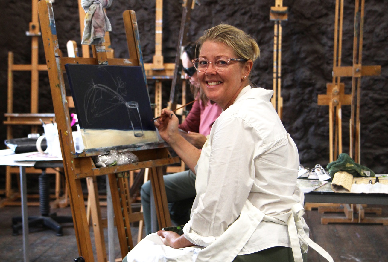 A student in FAC painting class, 2020