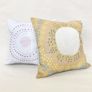 Cushion covers by Juluwarlu Artist Group. Image courtesy the artists